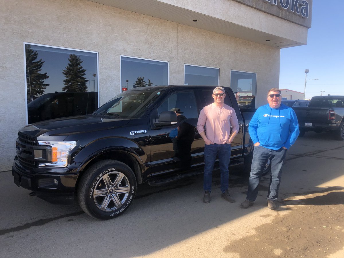 Congrats to Quinn on his purchase of this 2019 Ford F-150 from Kelly! <a href="/PonokaDodgeRam/">Ponoka Chrysler</a> #sleek #newtruckowner #FordF150