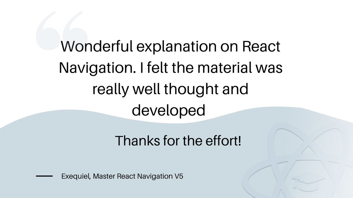 learn_rn's tweet image. 💬Exequiel R on our "Master React Navigation V5" class.
Check it out!
reactnativeschool.com/master-react-n…
#reactnative #reactnavigation
