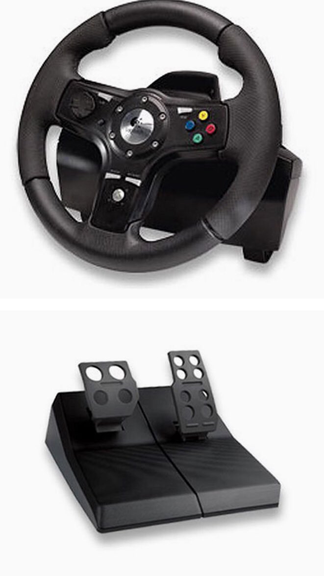 Great bit of Xbox 360 kit the Logitech driveFX force feedback on out run 2, ridge racer 6, flat out ultimate carnage etc.