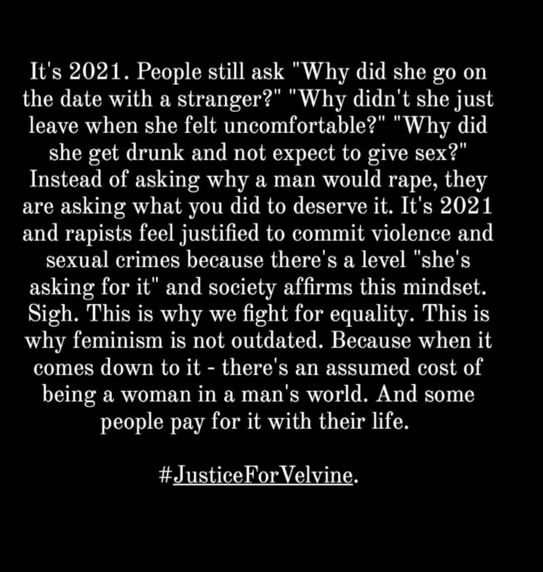 judeowaga's tweet photo. Rape is rape. 
Harassment is harassment 
There is no excuse, there is no justification.
#justiceforvesh #rape https://t.co/tRwFOwpVet