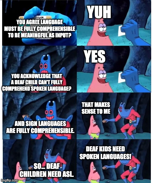 MichaelSkyer's tweet photo. Oldie but a goodie. 

@DeafmemesExe we talked about you in class today.  

We need more deaf memers. https://t.co/Fs28Lls0Cp
