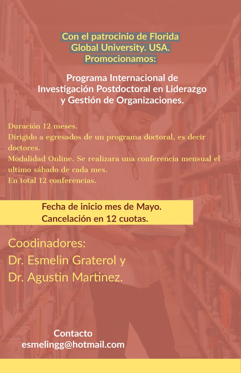 graterolesmelin's tweet photo. Programa Internacional de Investigación Postdoctoral en Liderazgo y Gestión de Organizaciones. https://t.co/zxXyA9IVxX