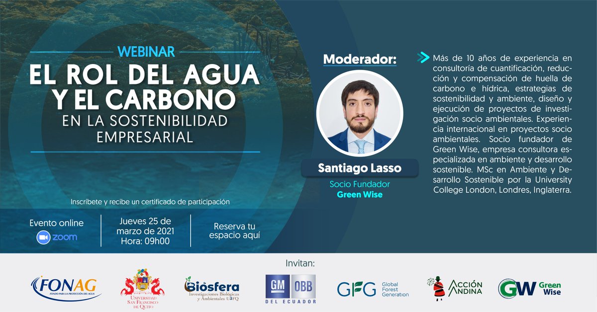 fonag's tweet photo. Conoce a los ponentes que nos acompañarán el 26 de marzo en nuestro webinario:  Rol del #Agua y el #Carbono en la #SostenibilidadEmpresarial.

👉https://t.co/63XnEZa3eF https://t.co/6mm129UjaC