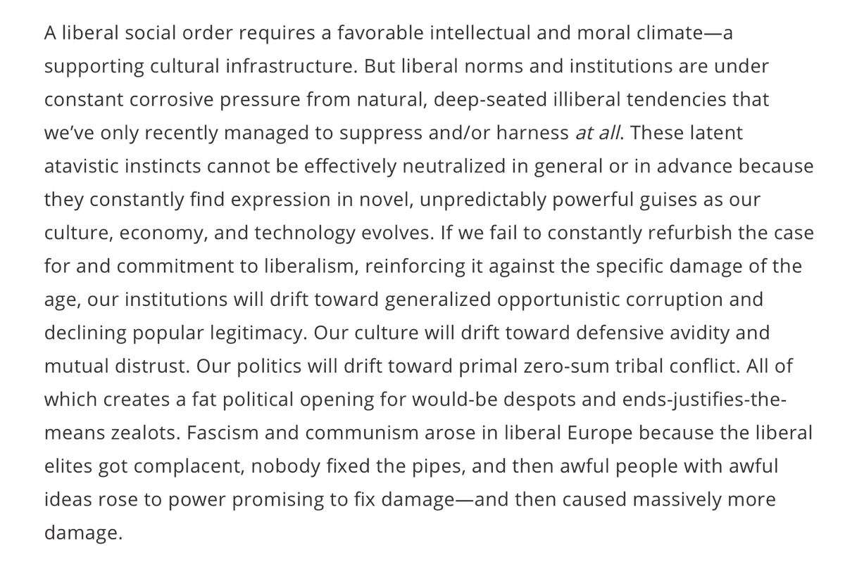Will Wilkinson writing back in 2016 on the need to defend liberalism: