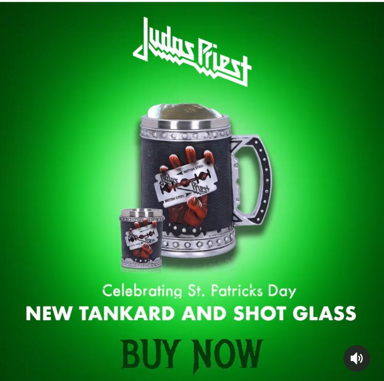 crimsonxander's tweet photo. Look I love Judas Priest, but of all the albums to use for a St Patrick’s day tankard, BRITISH STEEL would have to be the absolute worst choice. 😬😬😬 https://t.co/oHwt8OPDSR