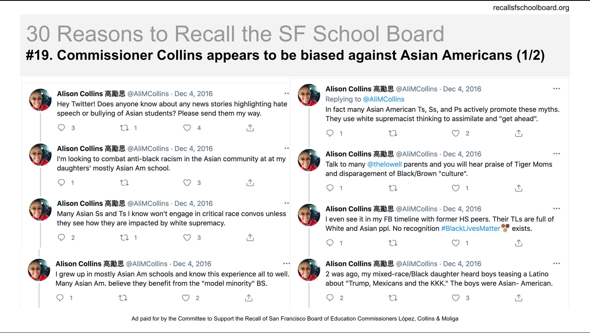 Recall Sf School Board 30 Reasons To Recall The Sf School Board 19 Commissioner Collins Appears Biased Against Asian Americans T Co Lx2q0ihfyw T Co Vv1wmsl0wd