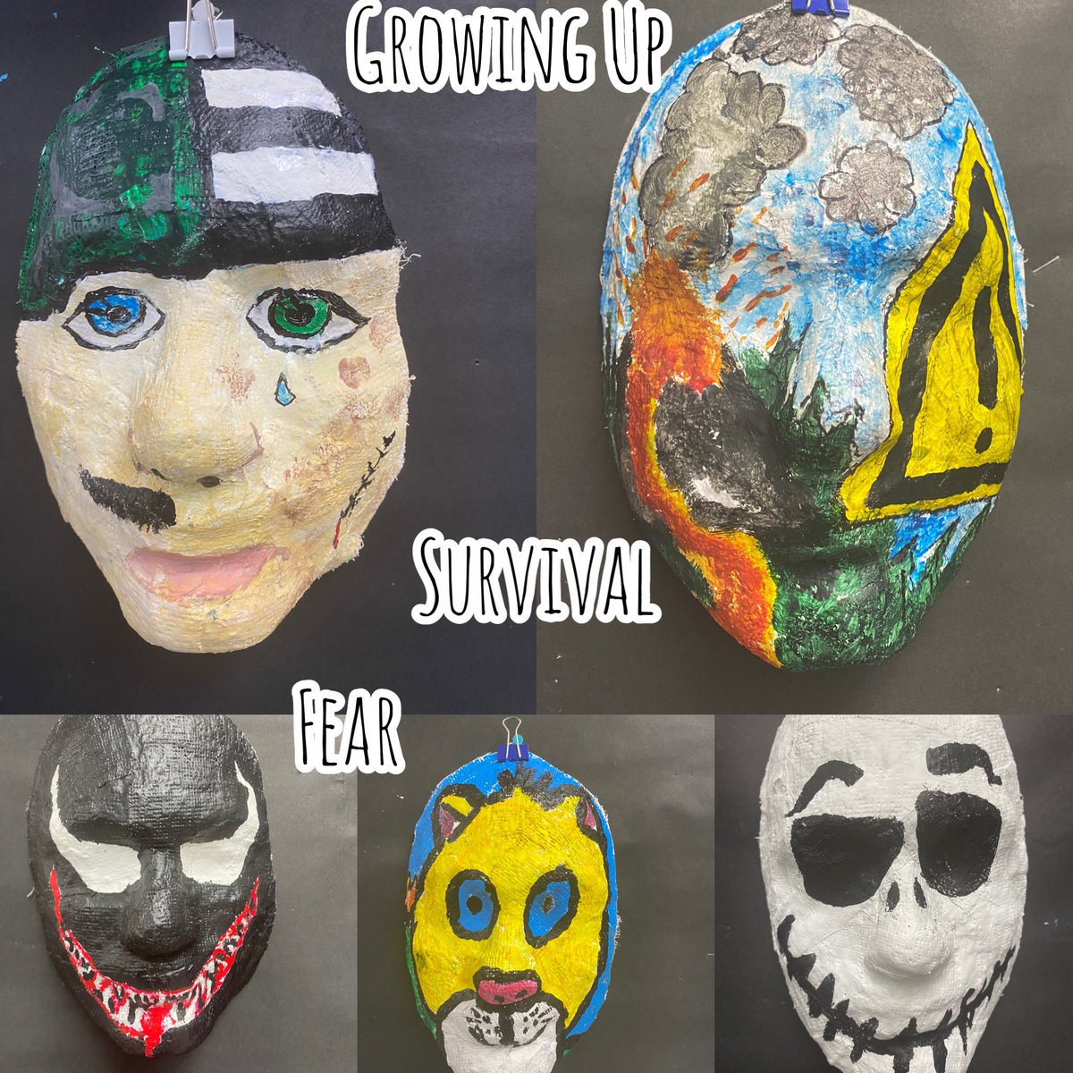 BredysBunch's tweet photo. Today @eatonspartans in their independent #novelstudy developed #theme 🎭  I ❤️ these keepsakes!Such a great connection b/w #ela &amp; #art!! The way they depicted #growingup #anxiety #overcomingobsticals #survival &amp; #fear made me so proud!! #education #teachertwitter #edutwitter https://t.co/345idtogUE