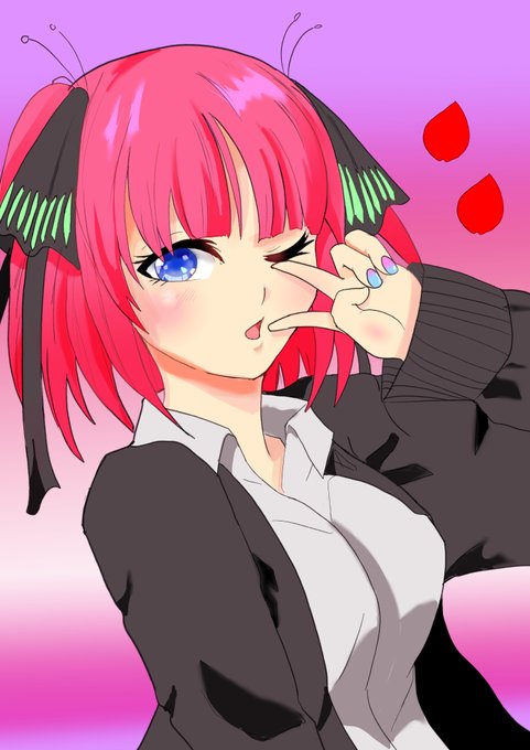 BlooさんがTwitterに投稿した中野二乃(五等分の花嫁)のイラスト。