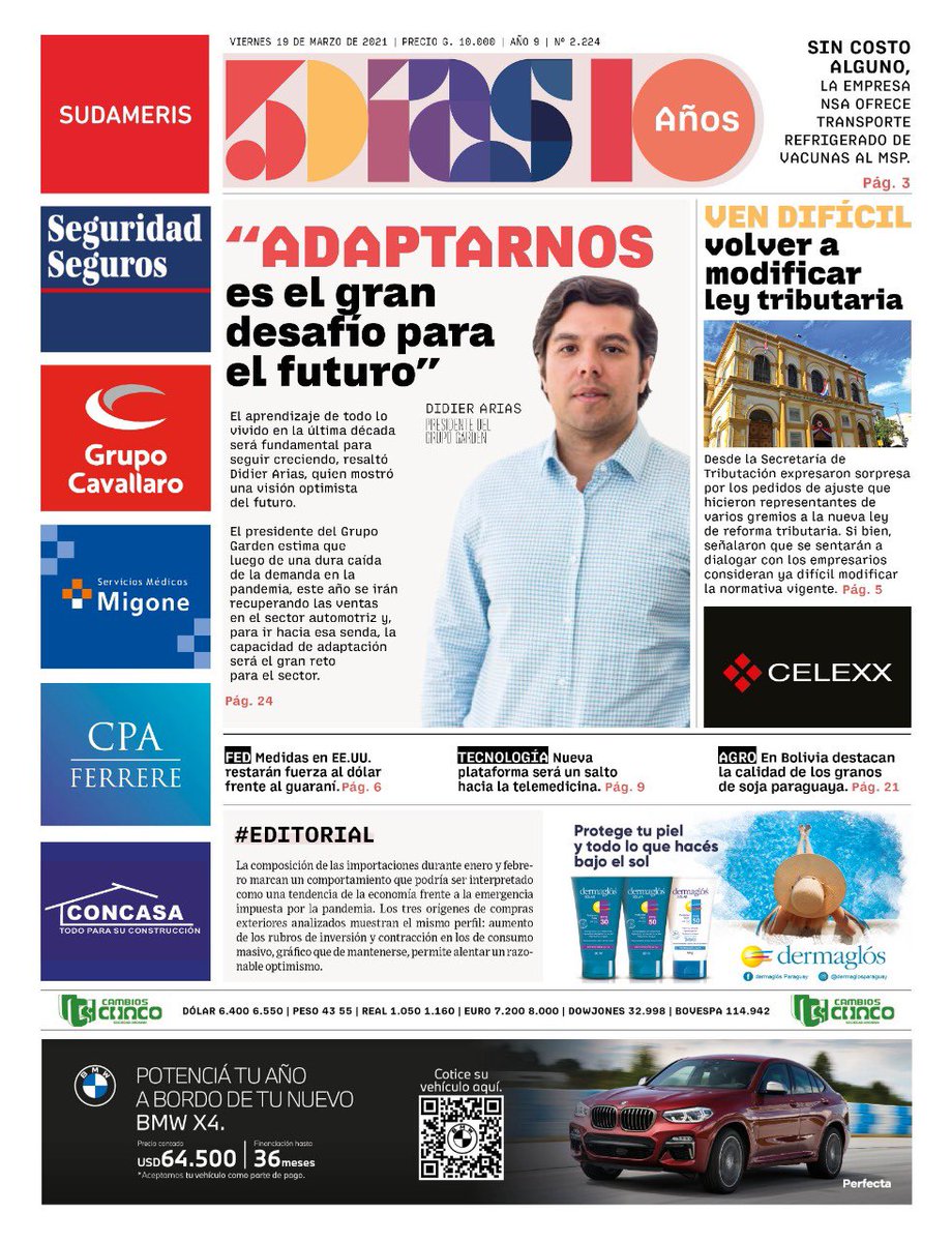 esampras's tweet photo. Portadas principales de @5diasPY y @elindepepy 19.03.2021 https://t.co/OiYh6XTYYH