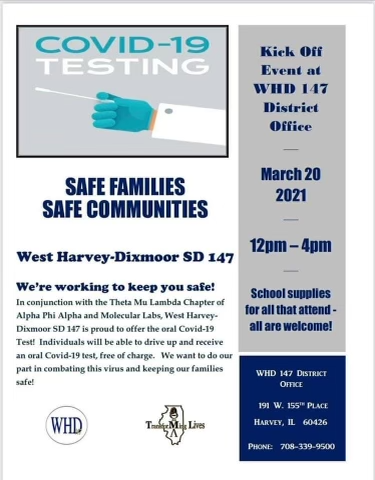 whdsd147's tweet photo. FREE Covid-19 oral swab test. Doing our part to keep our families safe - Safe families = Safe Communities! https://t.co/cACvf67qDg