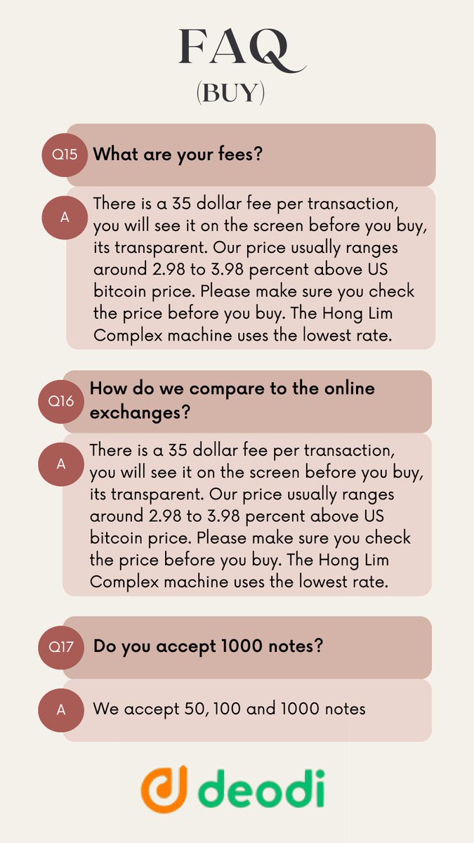 Deodicom's tweet photo. Know all the answers to Frequently Asked Questions (FAQs) on our #Bitcoin Machine.
#singapore #sg #bitcoin #BTC #machine #bitcoinmachine #chinatown https://t.co/Dvmb5bn19C
