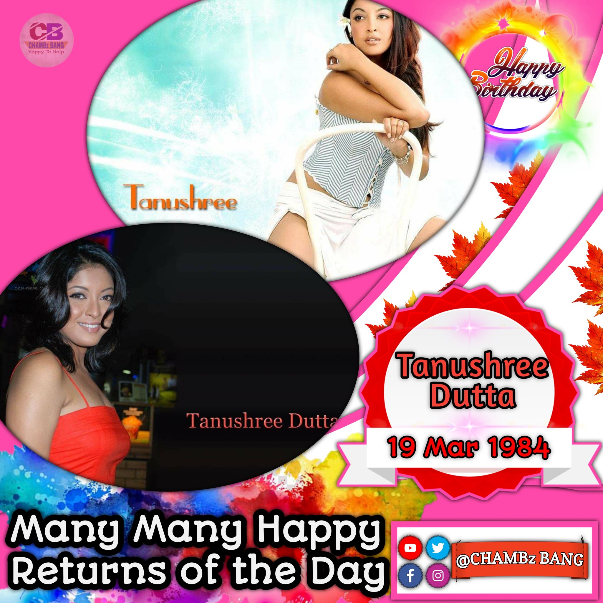 Wishing Very Happy Birthday to Gorgeous
Tanushree Dutta 
