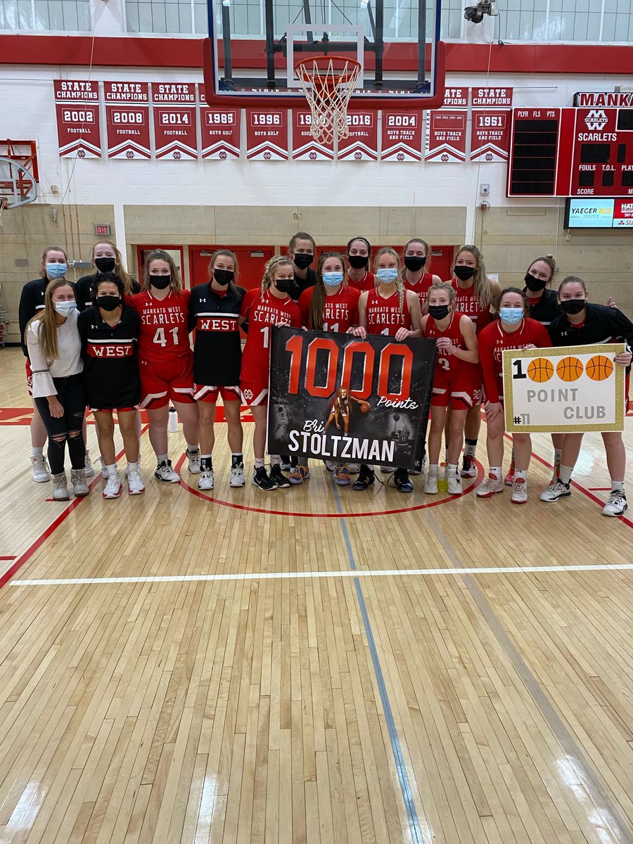 Scarlets get the win over Worthington in the first round of sections tonight!! Congrats to Briana Stoltzman for scoring her 1,000th point on the night of her last ever home game at the West gym!! Whatta night to get this achievement. We are proud of you ❤️
