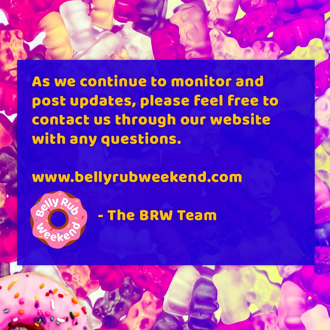 BellyRubWeekend's tweet photo. While it saddens us, we must tell you that BRW 2021 has been postponed.
We hope to see you all again in the late summer of 2022. Until then, please continue to be safe and check in with your loved ones and community.
#brw2021 #bellyrubweekend #chubs #gaychubs https://t.co/qvsJgxJcFN