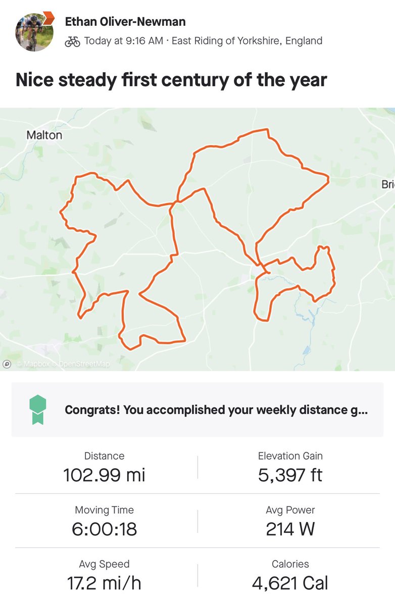 EthanOn21's tweet photo. I know you said a couple of  💯K  rides but I kicked the weekend off with 100 miles instead!🚴‍♂️🚴‍♂️ @BleedYorkshire @becky_physio @CathyAH1980 @DrNetBow @sjguy78 #TeamSheffield #RATW https://t.co/CkjJ2lSgzr