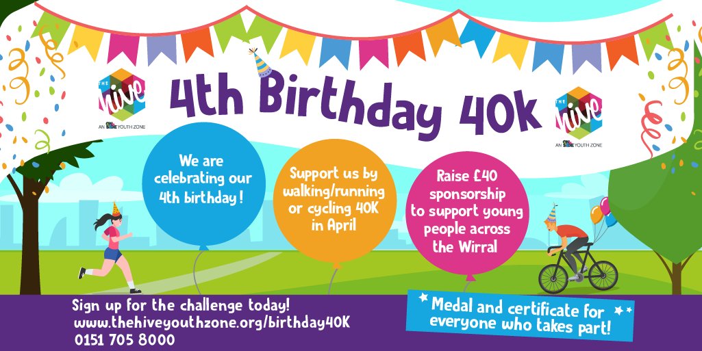 TheHiveYZ's tweet photo. ⭐ https://t.co/ghvA27ZP2N ⭐
The goal ➡ to raise £40 by walking, running, or cycling a distance of 40k.
The aim ➡ to celebrate the achievements of young people and four amazing years of The Hive.
The reward ➡ to make a positive difference and change the lives of young people. https://t.co/9t8VELHgdM