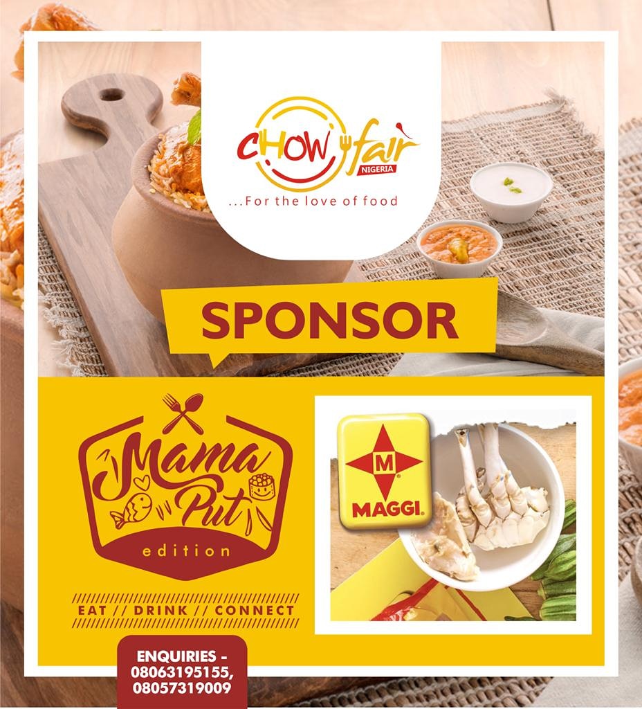 We are happy to announce Maggi as #ChowFair2021 Kitchen Sponsor 

...For the love of food 🥘😋

#mamaputedition  #ChowFair
#chowfairng #foodvendors  #foodie #foodphotography #foodlover