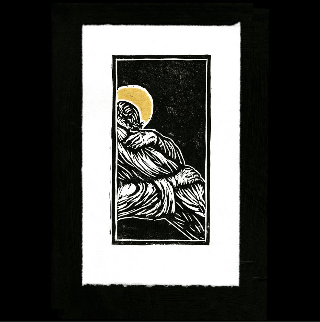 cmillervisuals's tweet photo. “So they took Jesus, and carrying the cross himself he went out to what is called the Place of the Skull, in Hebrew, Golgotha.”
John 19:16-17
.
“Carrying” from The Rosary in Woodcut Prints by Connor Miller
woodcut print | 8.5”x15”
intaglio ink | hosho paper https://t.co/norA5gjCtg