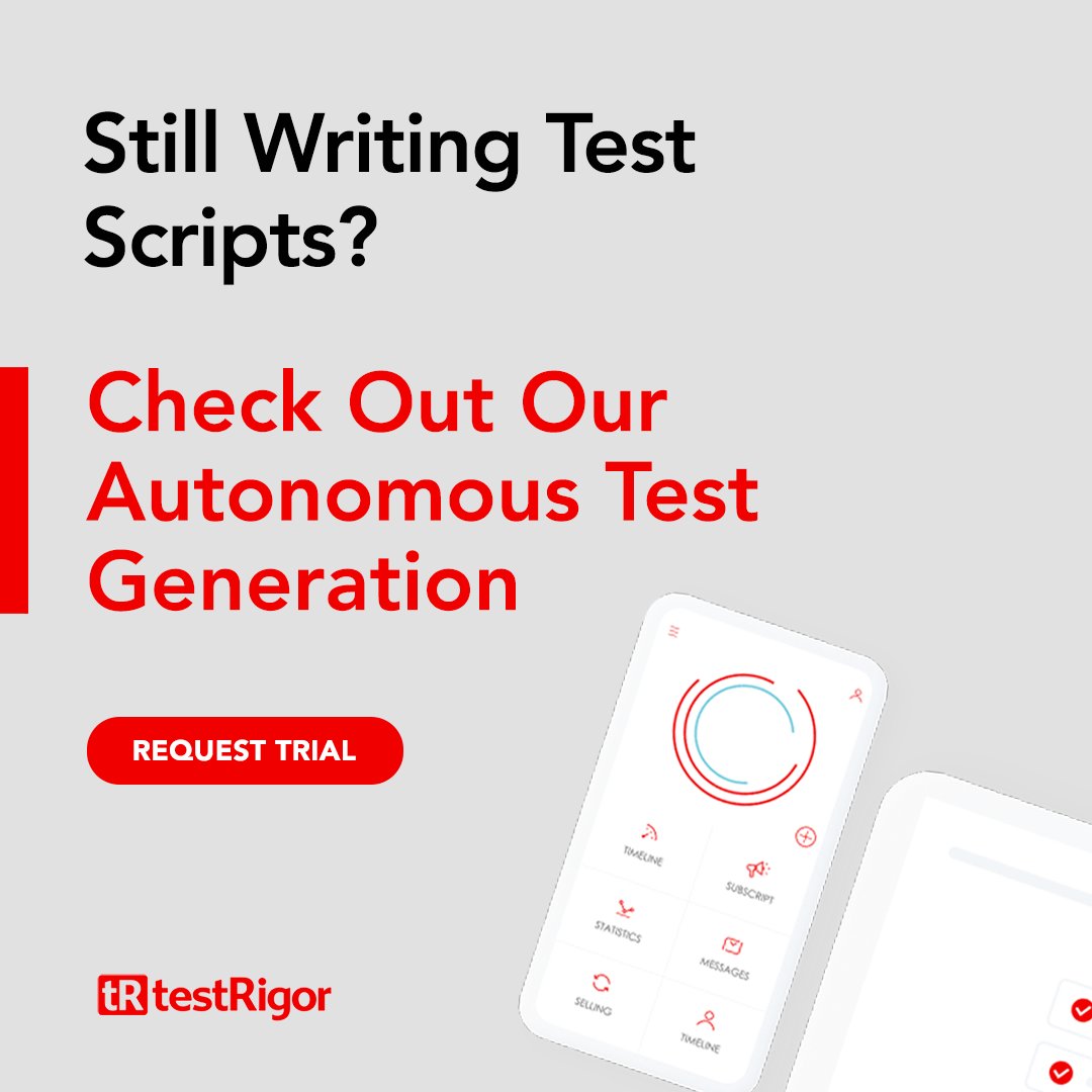 testrigor's tweet image. Put your testing in auto-pilot with testRigor
testrigor.com/request-trial/
#AI #SoftwareTesting #AutonomousTesting