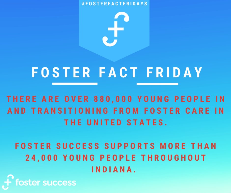 Today starts our new #FosterFactFriday with Foster Success.  Each Friday we will provide you with facts about Foster Success and foster care and the young people we support. 

Help us spread the word by sharing our post.