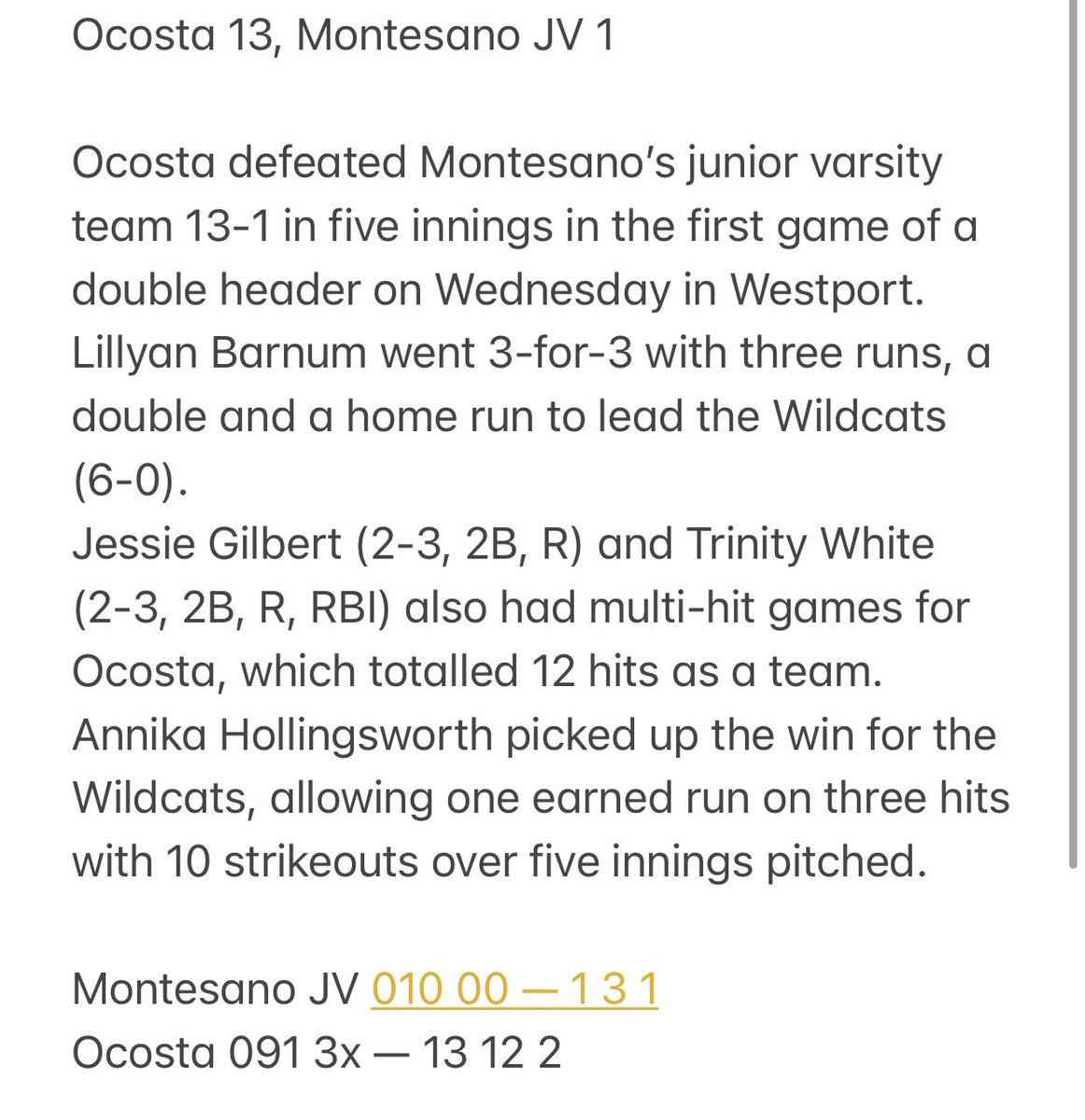 OcostaSoftball's tweet photo. Game one: https://t.co/dllyjMIa30