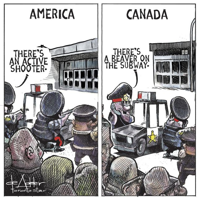 deAdder's tweet photo. Cartoon for @TorontoStar #guns #shooting https://t.co/4EvxfwpOXN