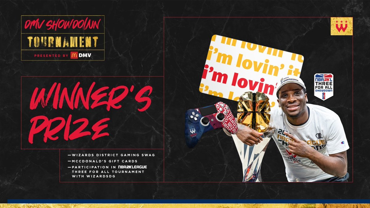 WizardsDG's tweet photo. LAST CALL 📞

Enter the #DMVShowdown presented by @McDonalds_DMV for the chance to play with @JustAwkward in the @NBA2KLeague #ThreeForAllShowdown &amp; win other unique prizes!

Sign up at: https://t.co/sN1VElnABv https://t.co/M7pI09RdAF