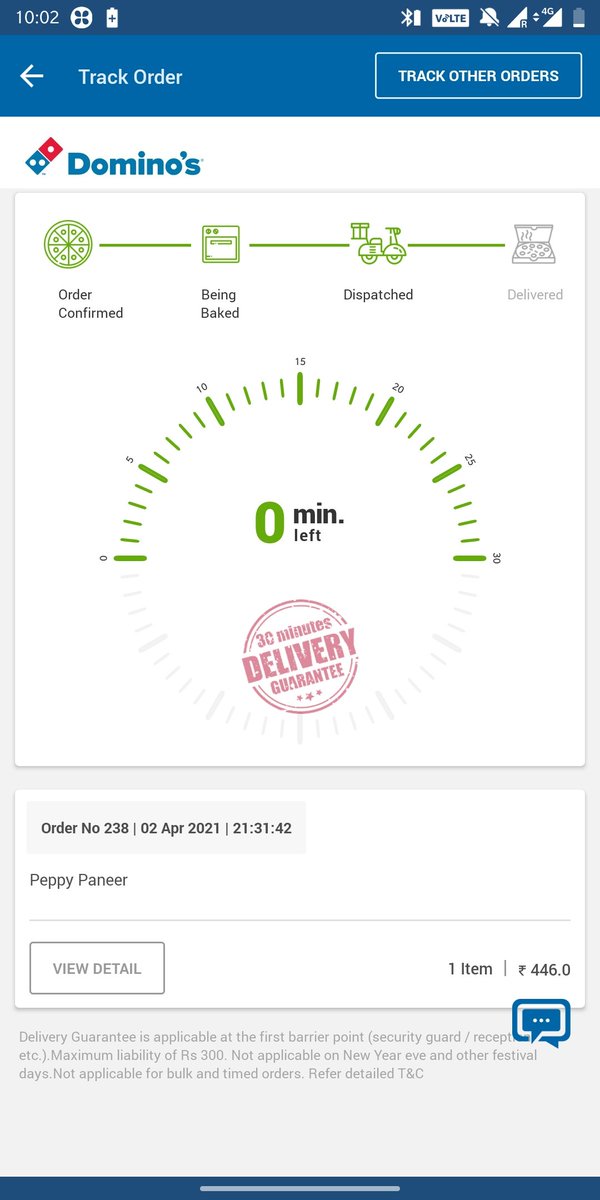 Vikrant_23's tweet photo. @dominos_india hi dominos why your service always take more than 30 min even after your app shows 30 min delivery garranty then order take more than 30 min. this is happing for 2nd time and no action from your center. https://t.co/QWkphrumfi