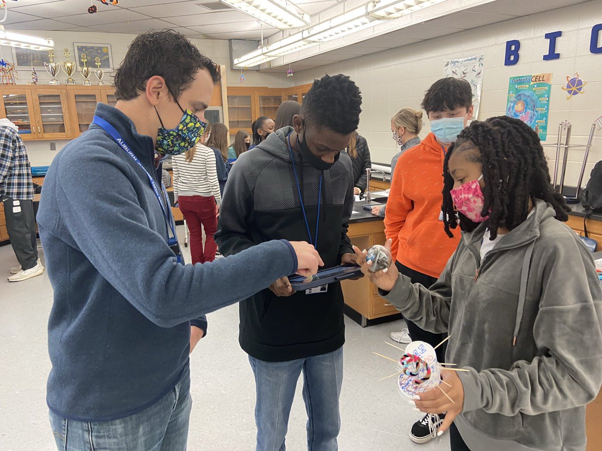GeneGilmore's tweet photo. I just saw the coolest lesson at @AuburnJrHigh.  Mr McVay’s class Spheros robots to collaboratively discuss genetic modification.  In the end, Battle Bots - Thunderdome. This was one of the best technology infused lessons I’ve seen using robots.  @AuburnCityEdu @ITAuburnCityEdu https://t.co/kVNfMXtURP