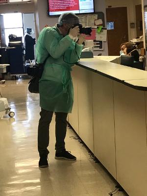 Here's <a href="/briancassella/">Brian Cassella</a> working in one of at least six COVID-19 wards he documented at the start of the pandemic. He was sometimes inches away from seriously ill patients as they received respiratory therapy in enclosed rooms.
