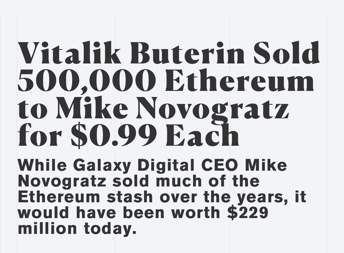 9/ Crypto winners Novogratz-Ether (2015): $500k --> $10B (2000x)Winklevii-BTC (2013): $11m --> $5.5B (500x)