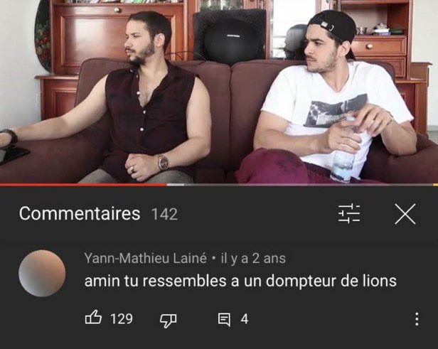 Thread des commentaires YouTube d’amin et Hugo