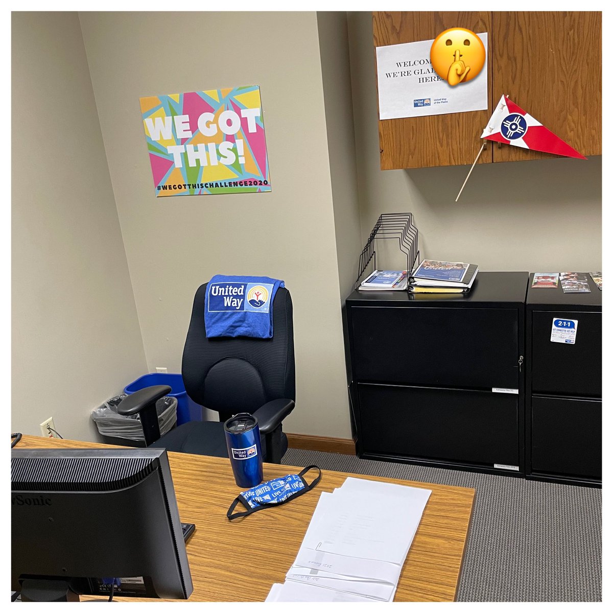 unitedwayplains's tweet photo. Shhhh... we have a big announcement coming Monday. We are excited about our NEW director of philanthropy, who will occupy this office. We are ready! Who could it be? Check our social on Monday. #LiveUnited https://t.co/9CD443q8Vo