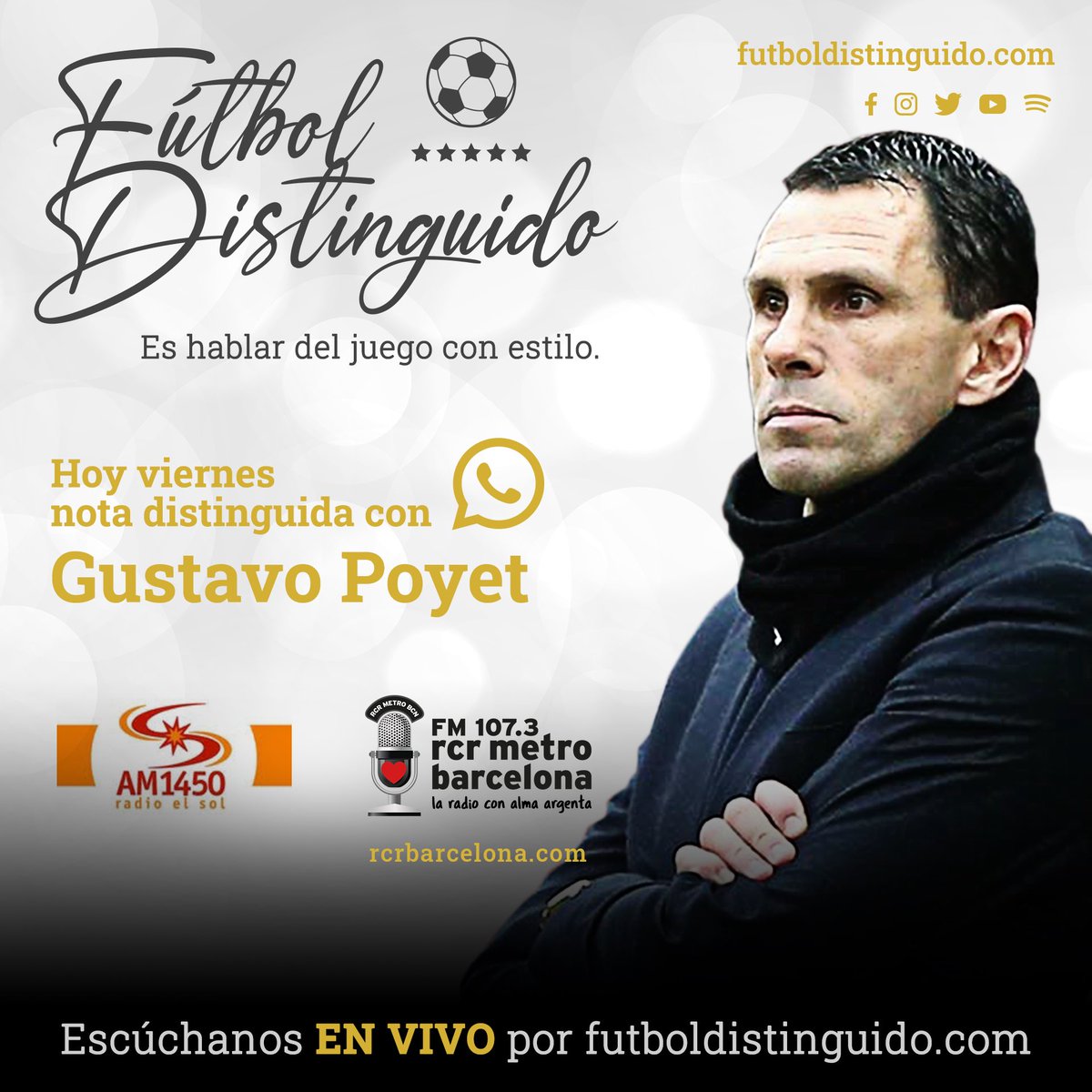 Hoy en <a href="/futdistinguido/">Fútbol Distinguido</a> #GustavoPoyet Entrenador en <a href="/Cruzados/">Universidad Católica</a> #ENVIVO futboldistinguido.com
12-14 MEX
15-17 ARG AM1450 #RadioElSol
15-17 CHI/URU
13-15 COL/PER/VEN/ECU
19-21 FM107.3 RCR Metro Barcelona <a href="/RCRBarcelona/">RCR Barcelona</a>
_
<a href="/Jorge_BarriL/">Jorge Barril🎙</a> @Wolffjuancruz78 <a href="/RosarioPompizzi/">Rosario Pompizzi</a> <a href="/tachialvarez/">Agustín Alvarez</a>