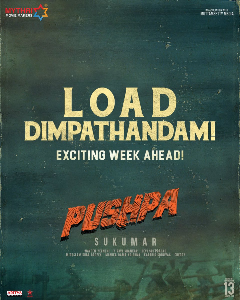 MythriOfficial's tweet photo. Get Ready for #Pushpa Updates 🔥

@alluarjun @iamRashmika @aryasukku @ThisIsDSP @PushpaMovie

పుష్ప   പുഷ്പ   புஷ்பா   ಪುಷ್ಪ   पुष्पा https://t.co/i9iKsxcuRE