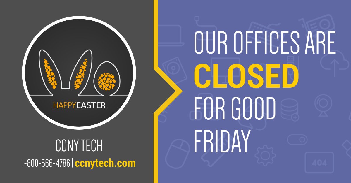 CCofNY's tweet photo. Our offices are closed today in observation of Good Friday and the start of Easter Holiday Weekend. We will open on Monday at 8:30am EST. #happyeaster #easter #hours https://t.co/9zpZZCZoSp