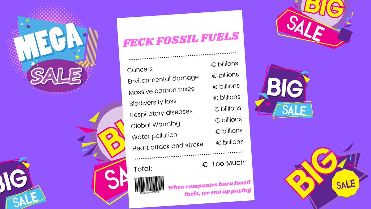 FeckFossilFuels's tweet photo. Did you ever hear the myth that clean energy is too expensive?

Well, when companies burn #fossilfuels, we foot the bill. That's why burning gas seems cheap to them.

Ireland needs to commit to phase out traditional fossil fuel power plants 

#feckfossilfuels

@gastivists https://t.co/ctFJfzX5gW