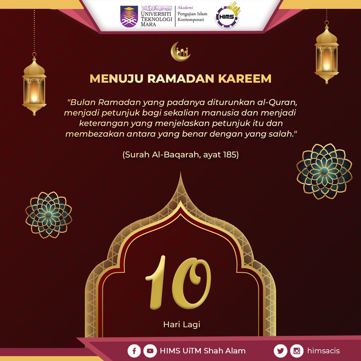 Hims Acis Uitm Shah Alam On Twitter 10 Hari Lagi Menuju Ramadan 1442h Halal Industry Management Society 2020 2021 Akademi Pengajian Islam Kontemporari Universiti Teknologi Mara Uitm Https T Co Ym5voezbuy