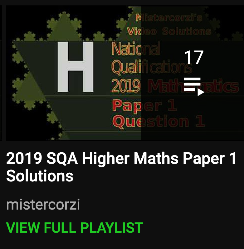 Corzi's tweet image. Higher Maths - FREE - watch detailed solutions of SQA Past Paper questions. Loads available
youtube.com/c/mistercorzi/…
#HigherMaths #SQAMaths #SQAPastPapers #HMaths #SQARevision