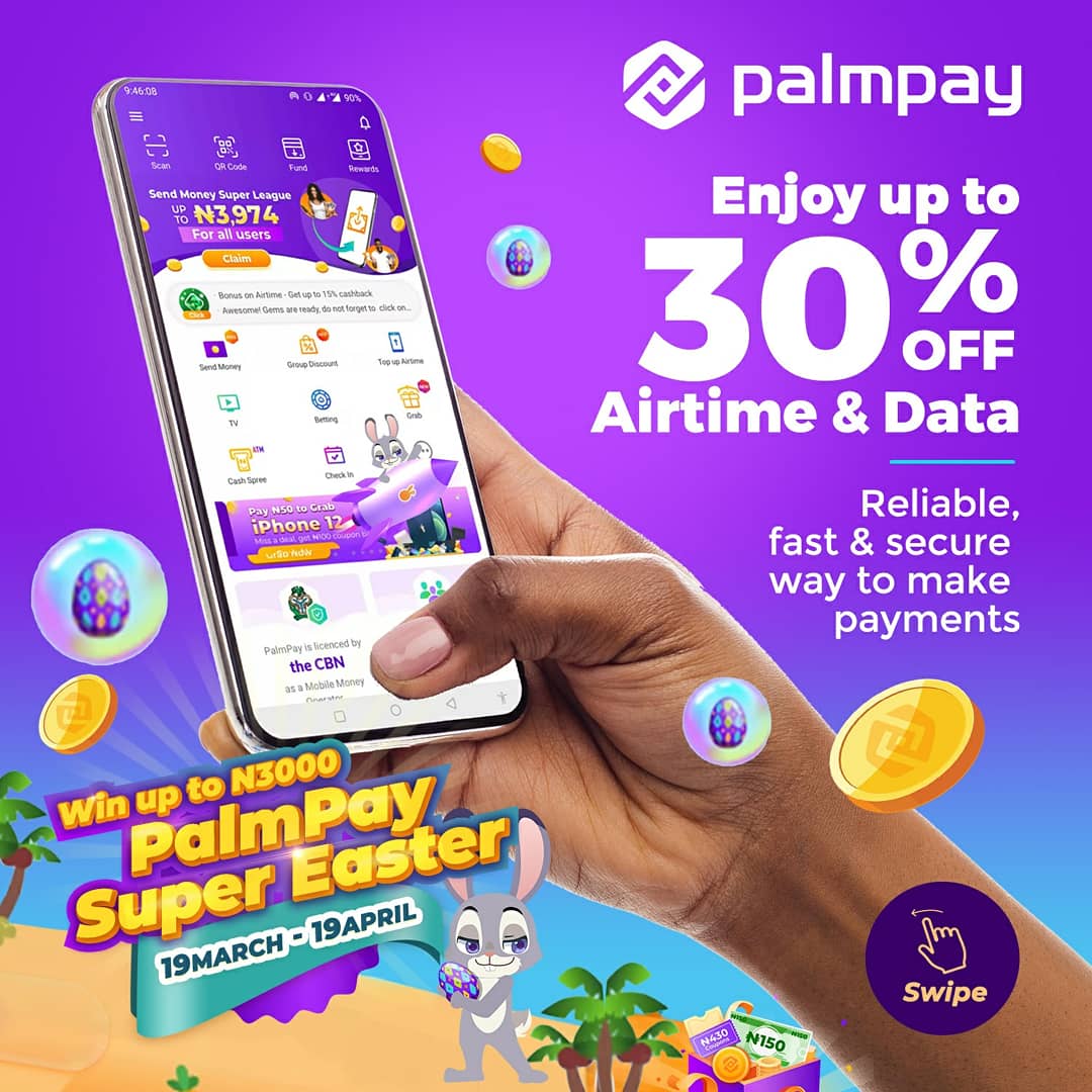palmpay_ng's tweet photo. #PalmPaySuperEaster Giveaway alert. N5000 each for 5 lucky PalmPay users.

Quote this tweet and tell us why PalmPay is the best and use the hashtag #PalmPaySuperEaster

Tag your friends to follow us and like your tweet.

You can enter on any of our social media platforms. https://t.co/bMnYhJH7ft