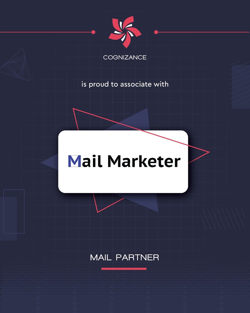 Cognizance2025's tweet image. With immense pleasure, we would like to announce our collaboration with Mail Marketer as our Mail Partner. ⁣

#iitr #mailmarketer #mailpartner #IITRoorkee  #IITR #techfest #illusiverealities  #sponsor #sponsorship  #Cognizance21 #cogni