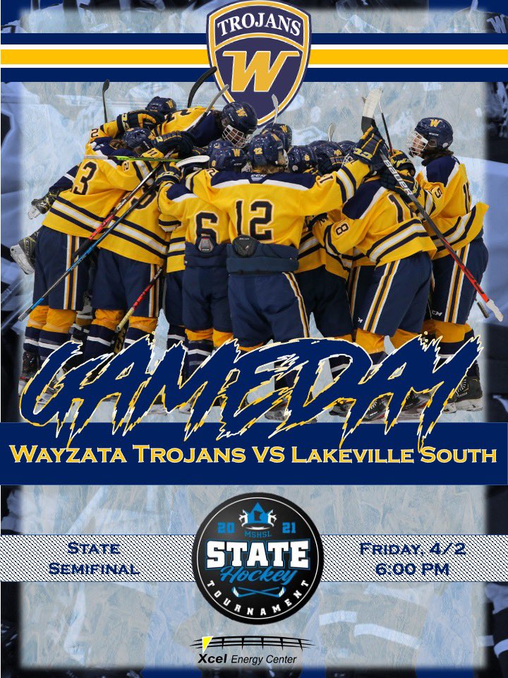 🚨 MN STATE SEMI-FINAL FINALS GAME DAY 🚨 

#WayzataWay  #NextShift 

<a href="/WHS_boyshockey/">Wayzata Boys Hockey</a> 🆚
<a href="/LSHSBoysHockey/">Lakeville South Boys High School Hockey</a>  

⏰ 6pm 
📍The X   
📅 4/2/21
👩‍💻 45tv.com/prep45/