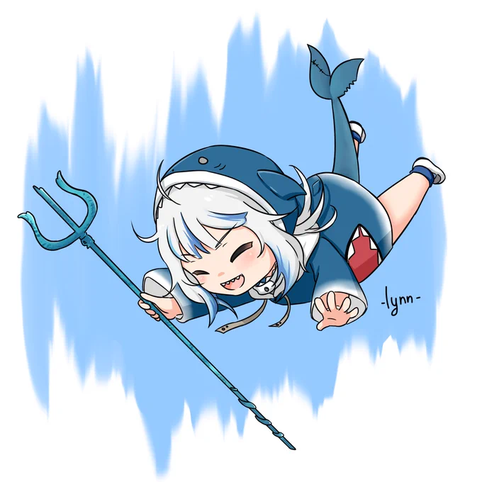Since I drew Ame before, why not also draw this shark falling#gawrt #gawrgura 