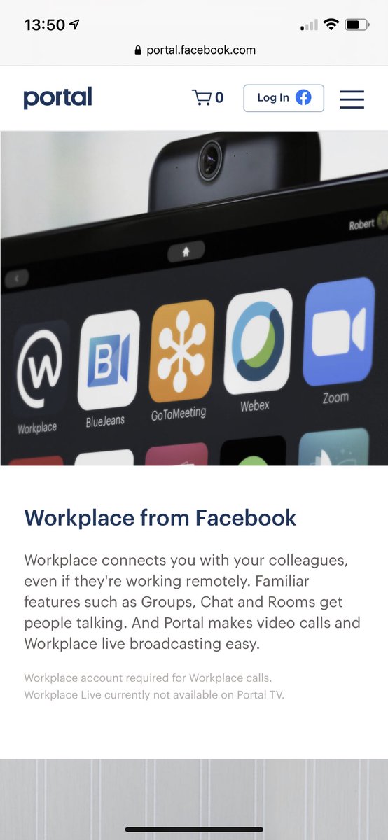 draple1's tweet photo. I bought portal from Facebook to be able to use zoom. It doesn’t work despite the advertisements https://t.co/pzom4WfI02