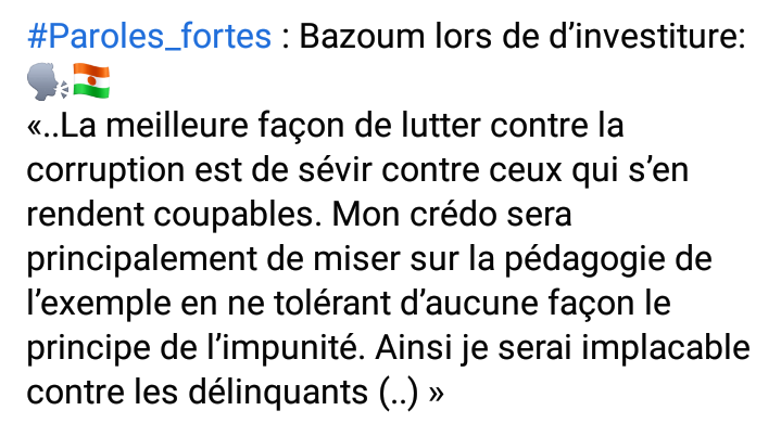 227Tribune's tweet photo. La partie qu'on a aimée.
Nous attendons impatiemment que justice soit faite #MDNGate
Aux corrompus, aux voleurs, aux trafiquants,...Halte!
A dieu l'impunité du Gurisysteme.
BazoumBoulala sévit désormais.
@mohamedbazoum 
@PresidenceNiger 
#WhatsHappeningInNiger 🇳🇪 https://t.co/ukZvXJlmPO