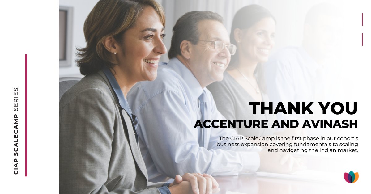ciaccelerate's tweet photo. A big thank you to @avinashpimento from @accenturecanada for participating in #CIAPScaleCamp and teaching our cohort about the Indian landscape for business. https://t.co/fsX6rHQNwh