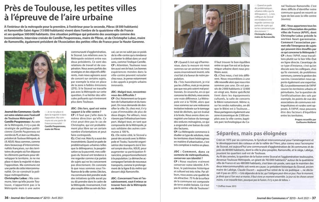 Une petite ville dans une grande aire urbaine : contraintes et opportunités... la plume de <a href="/Newsdusud/">Guillaume Mollaret</a> à lire dans Le  <a href="/journalcommunes/">Journal des Communes</a> ! Et on y parle aussi de <a href="/PetitesVilles/">Petites Villes de France</a>. 
#Pibrac #Ramonville