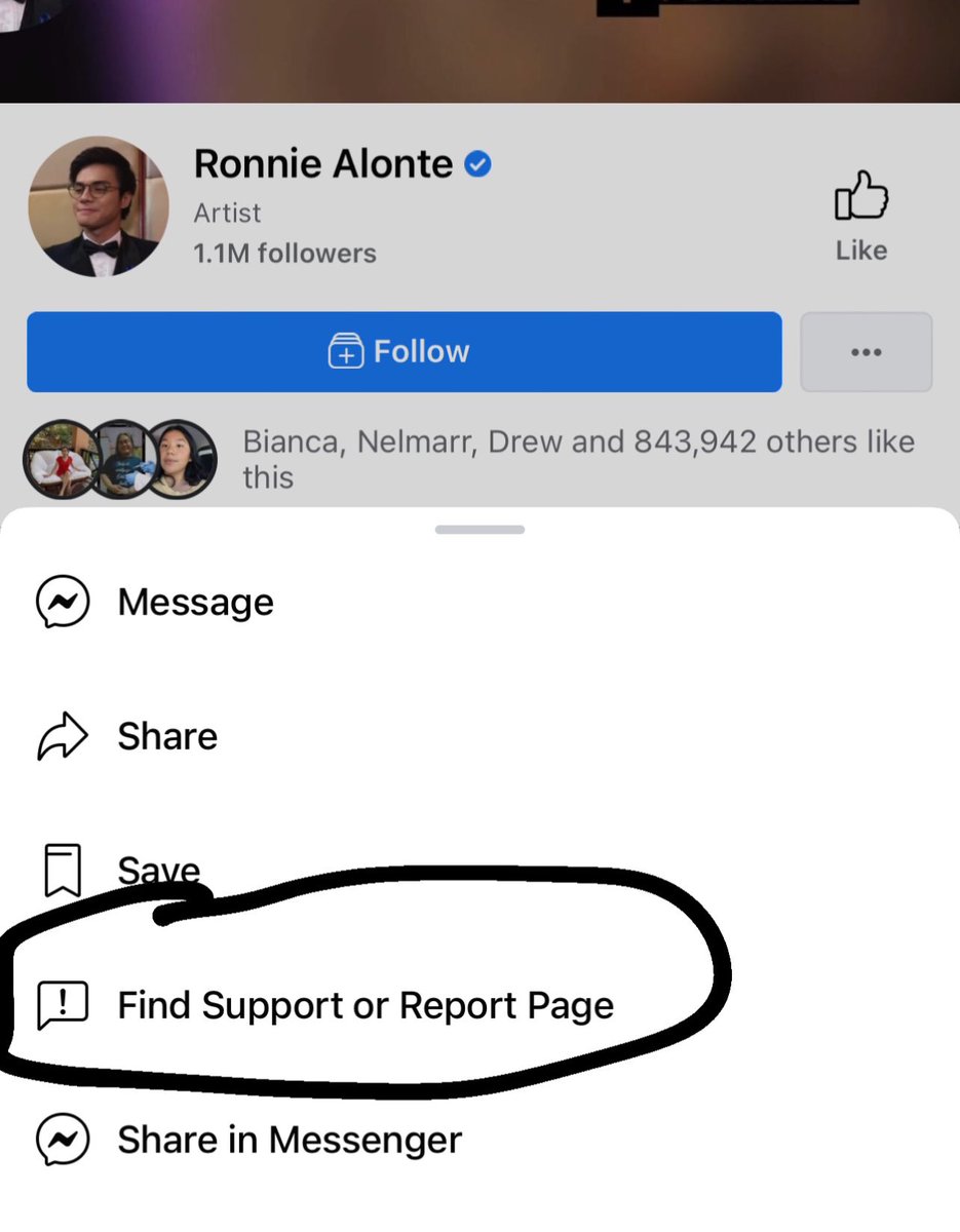 viaannnaaa's tweet photo. To report"ronnie alonte"page 
1. Click the 3 dot beside the "follow"
2. Click find support or report page 
3.Choose the reason why you want to report the acct
Note:if nag ask to"write something"
Type na"this acct is hacked and not handled by the real owner"
4. Report confirmation https://t.co/MJpgTqtOar