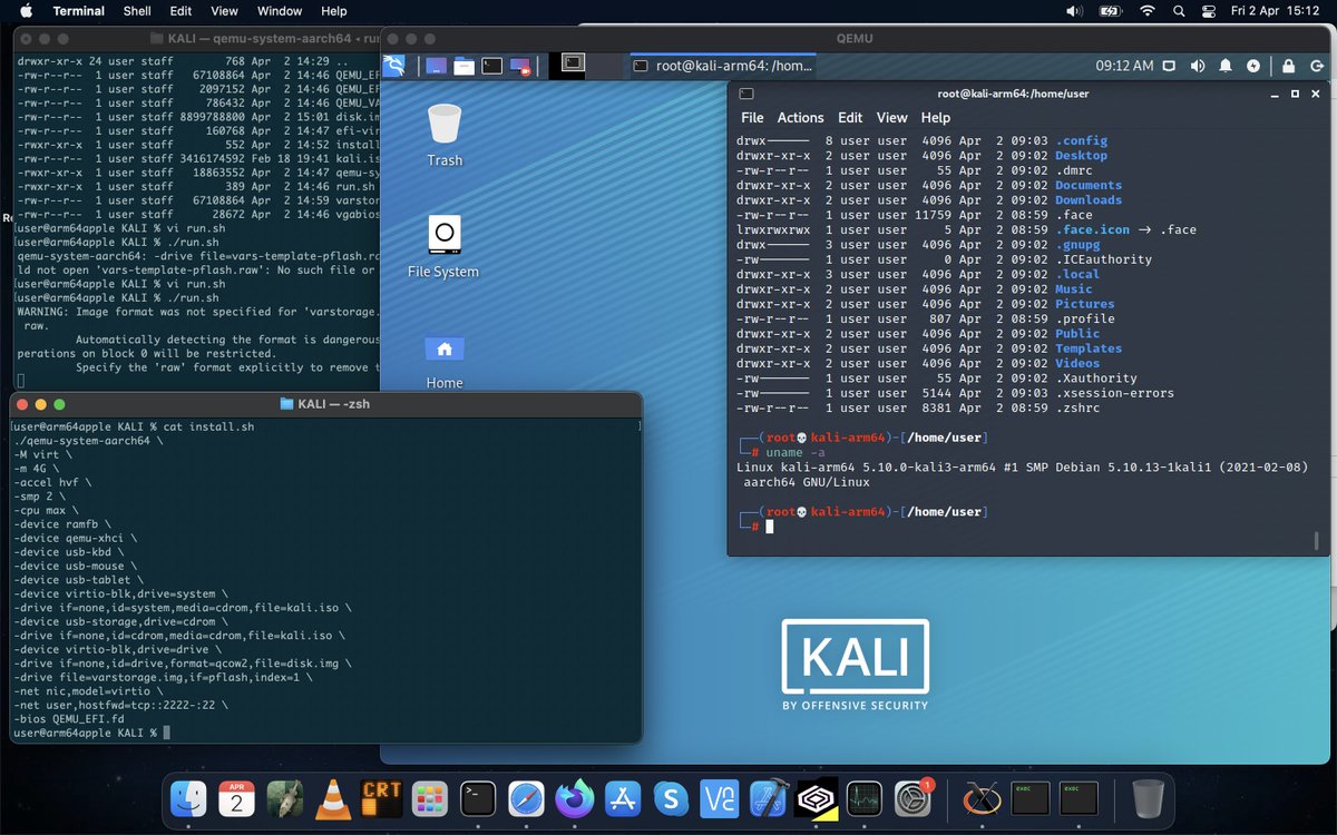 astr0baby's tweet photo. Oh nice - Kali now has a fully working aarch64 installer that runs out of the box under Apple M1 qemu-system-aarch64  -  here is the config I used for the installation ISO https://t.co/oKsmIxJVxH