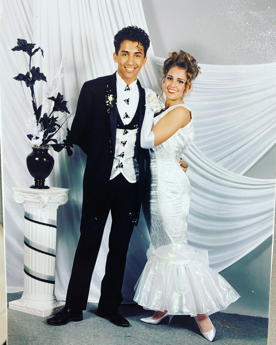 HIGH SCHOOL 
JUNIOR PROM 1992 💕 
I made my vest, her dress and did her hair and make up.... But, I wasn’t GAY. 💅🏽